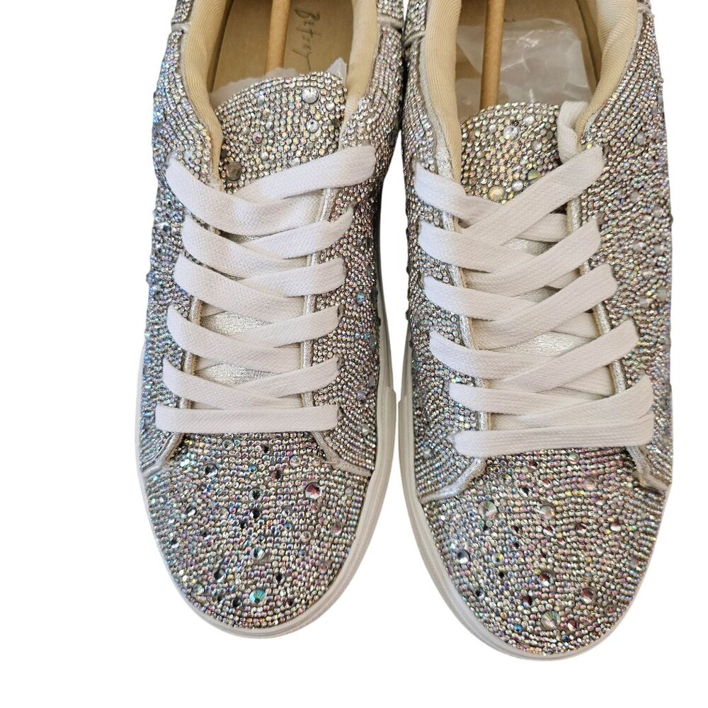Betsey Johnson Sidny Rhinestone Sneakers Silver/White Size 10M - Picture 7 of 15